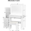 Vanity Table with LED-Lit Mirror, Makeup Dressing Table with Power Outlet, Hairdryer Shelf & Upholstered Stool, White - ModernLuxe - 4 of 4