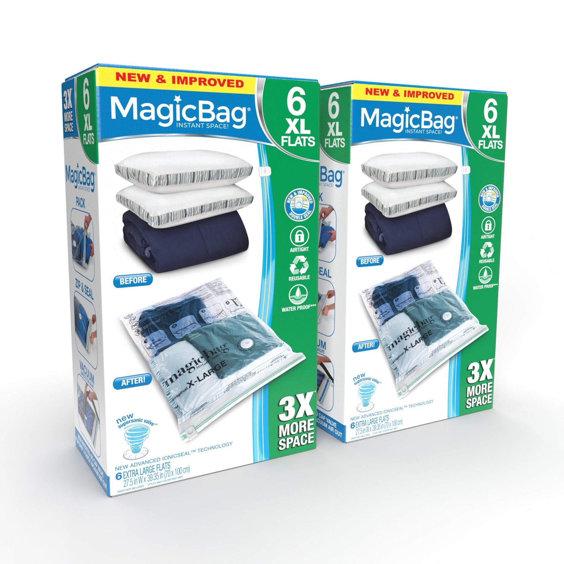 MagicBag™ Instant Space – 12 X-Large Flat Vacuum-Seal Storage Bags
