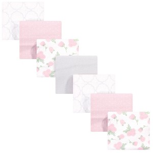 Hudson Baby Infant Girl Cotton Flannel Receiving Blankets Bundle, Pink Rose, One Size - 1 of 2