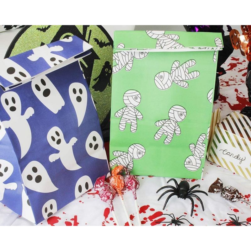 Blue Panda Halloween Treats Bags Party Favors - 36 Pcs Kids Halloween Candy Bags for Trick or Treating, Paper Gift Bags for Snacks, 3 of 6