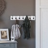 Merrick Lane 34 Inch Wall Mount Solid White Pine Wood Storage Rack with Hanging Hooks, Entryway, Kitchen, Bathroom - 4 of 4