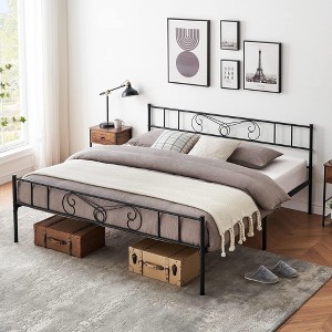 Bed Frame, Platform with Headboard & Footboard, Bed Frame Mattress Foundation, Metal Slat Support,Noise Free, Easy Assembly - 1 of 4