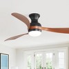 Wanze of Ocean 52 in. Modern Indoor Black 6-Speed Brown Blades Flush Mount Ceiling Fan with 3-Color Dimmable LED Light - 3 of 4