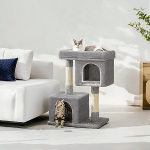 Cat Tree, 33.1-Inch Cat Tower, Cat Condo for Large Cats up to 16 lb, Large Cat Perch, 2 Cat Caves, Scratching Post, Cat Houses for Indoor - 1 of 4