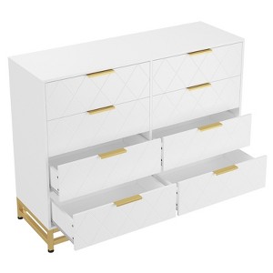 8 drawer dresser with metal handles, modern wooden chest of drawers with deep drawers, anti-tip device, suitable for closet,  living room, bedroom - 1 of 4