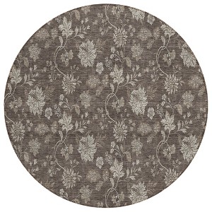 Chocolate Beige And Taupe Floral Washable Indoor Outdoor Area Rug - 1 of 4
