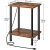 Side Table with Charging Station, End Table with USB Ports and Outlet, Nightstand with 2-Layer Storage Shelves - 3 of 4