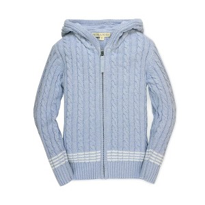 Hope & Henry Boys' Zip-Up Textured Sweater (Light Blue Heather Cable, XX-Small) - 1 of 4