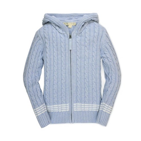 Hope & Henry Boys' Zip-Up Textured Sweater (Light Blue Heather Cable, XX-Small) - image 1 of 4