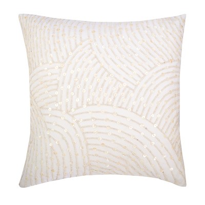 EY Essentials Tabor Pillow 18" x 18" Pearl Arc Hand Beaded Throw Pillow