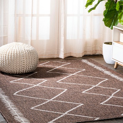 Handmade Boho-Chic Brown/Beige Trellis Synthetic 8' x 10' Area Rug