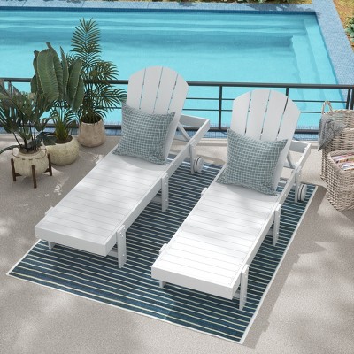 WestinTrends Malibu Adirondack Poly Reclining Chaise Lounge With Wheels (Set of 2pcs)