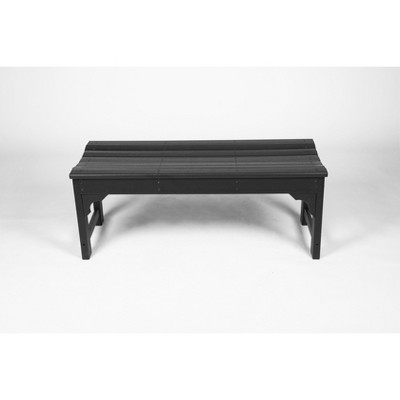 Vynxaria Black Backless Patio Bench - Modern HDPE Adirondack Seating for Garden and Balcony