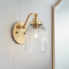 Regency Hill Leyna Modern Wall Light Sconce Antique Brass Hardwire 5 1/4" Fixture Clear Striped Glass for Bedroom Bathroom Home - 2 of 4