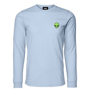 Dalix Alien Embroidered Cotton Classic Fit Long Sleeve Crewneck Tee Shirt Mens - 1 of 4