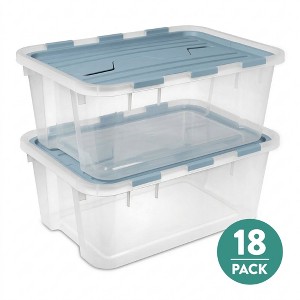 Sterilite 40 Qt Hinged Lid Storage Box, Plastic Container, Washed