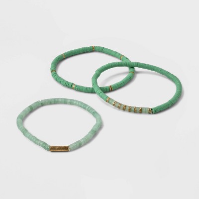 Semi-precious White Howlite & Sunstone Stretch Multi-strand Bracelet Set  3pc - Universal Thread™ Worn Gold : Target