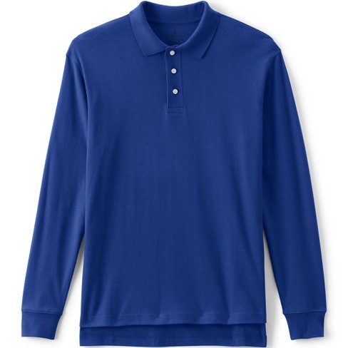 Lands' End School Uniform Men's Long Sleeve Interlock Polo Shirt ...