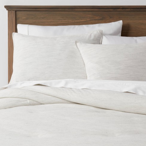 Full/Queen Space Dyed Cotton Linen Comforter & Sham Set Dark Gray -  Threshold™
