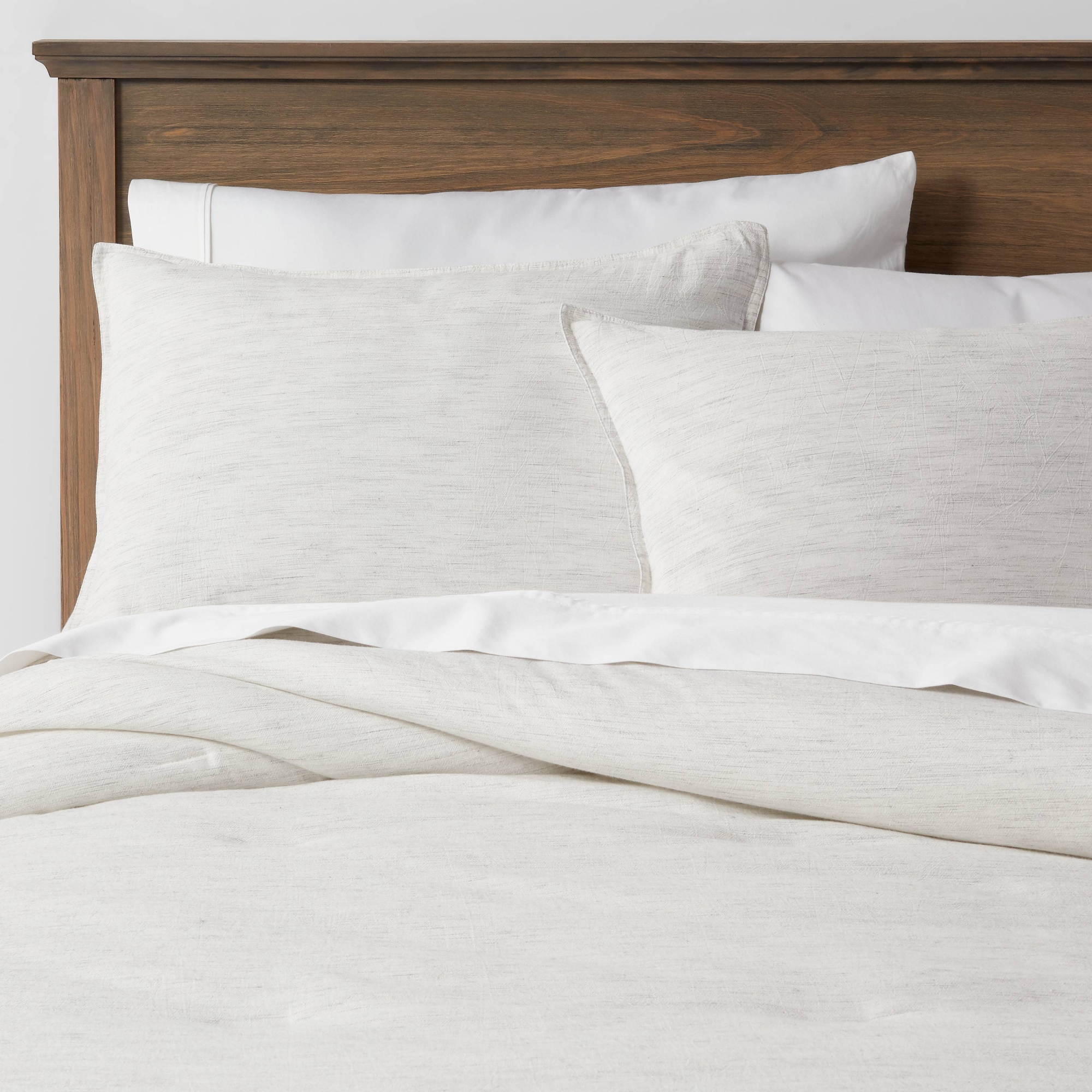 Queen Space Dyed Cotton Linen Comforter & Sham Set Light Gray