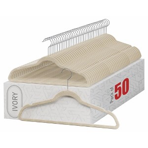 Homeitusa 50 Pack Velvet Cloth Hangers - Ivory - 1 of 4