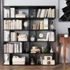 Tangkula 5-Tier Geometric Bookshelf Wooden Decorative Display Shelf w/Large Capacity Freestanding S-shaped Bookcase Black/White/Rustic Brown - 3 of 4