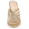BLISSFUL STEP Women's Glitter Chunky Heel Open Toe Slide Sandals - 2 of 4