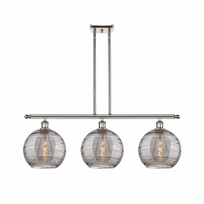 Athens Deco Swirl - 3 Light Stem Hung Island In Industrial Style-12.13 Inches Tall and 36.5 Inches Wide