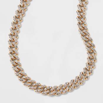 SUGARFIX by BaubleBar Gold and Crystal Curb Chain Necklace - Gold