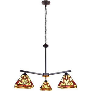 Chloe Lighting Vincent Mission Tiffany-Style Blackish Bronze 3 Light Chandelier 27 Inch Wide - 1 of 4