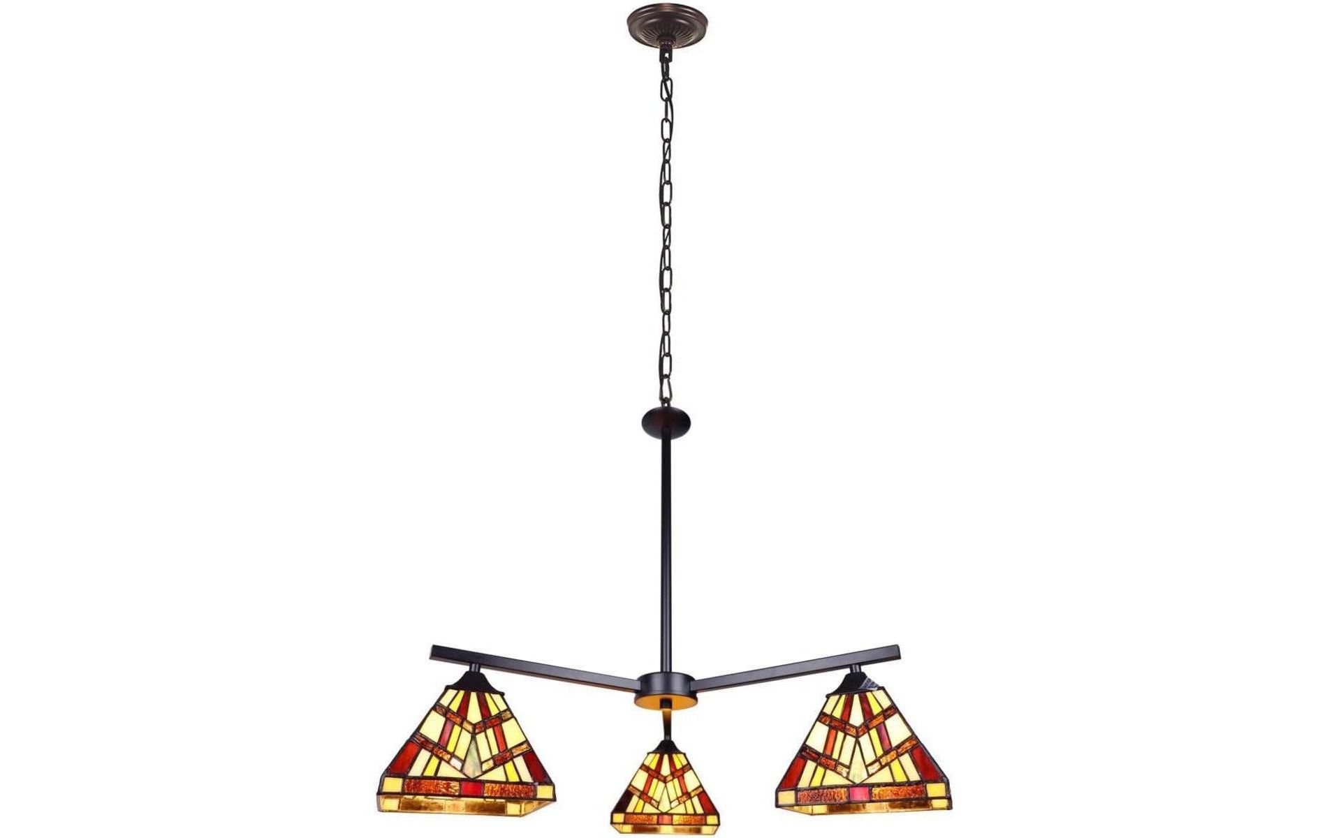 Chloe Lighting Vincent Mission Tiffany-Style Blackish Bronze 3 Light Chandelier 27 Inch Wide