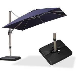 PURPLE LEAF Right-left Tilt Cantilever Umbrella with Base Patio Outdoor Swivel Umbrella with 360-degree Rotation - 1 of 1