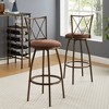 27.3'' Industrial Counter Bar Stools Set Of 2, Country Style Barstools With Metal Back, Fabric Seat And Footrest For Indoor Bar Dining Room Kitchen - 2 of 4
