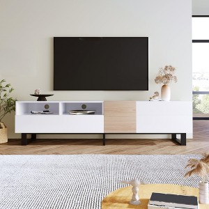 Modern TV Stand Entertainment Center with Cabinets Drawers Open Shelves 2 U-Shaped Legs Easy Assembly TV Cabinet - 1 of 4