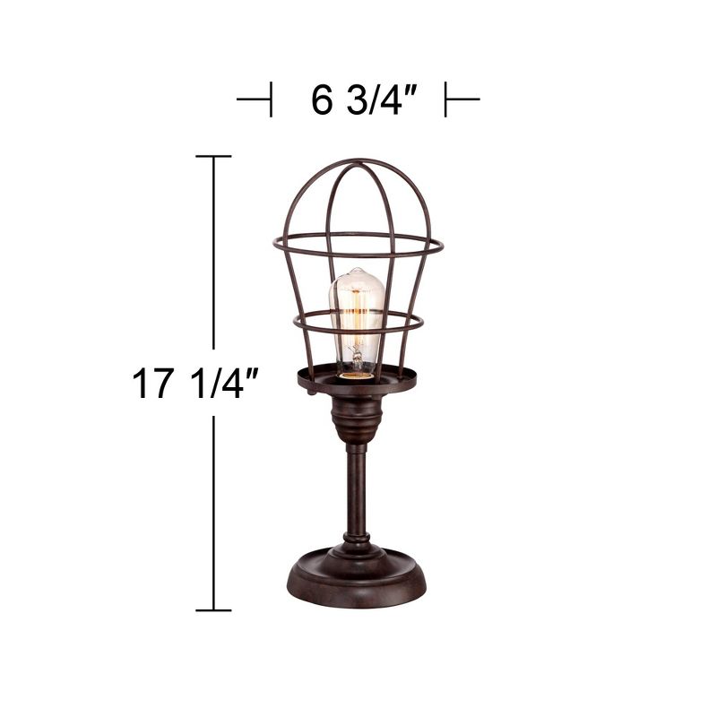 Franklin Iron Works Modern Industrial Desk Table Lamp 17 1/4" High Bronze Wire Cage Edison Bulb for Bedroom Bedside Office, 4 of 7