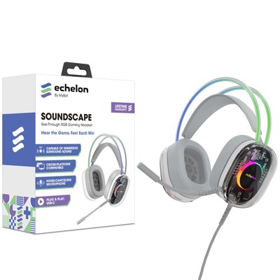 Echelon SoundScape See-Through RGB Gaming Headset w/ USB-C Mic - Grey