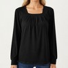 Anna-Kaci Women's Long Sleeve Square Neck Top with Front Pleat Detailing and Relaxed Fit - 2 of 4