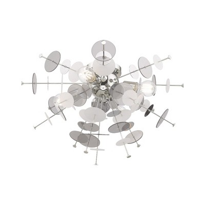 Circulo Polished Chrome 4-Light Ceiling Mount with Geometric Glass Discs