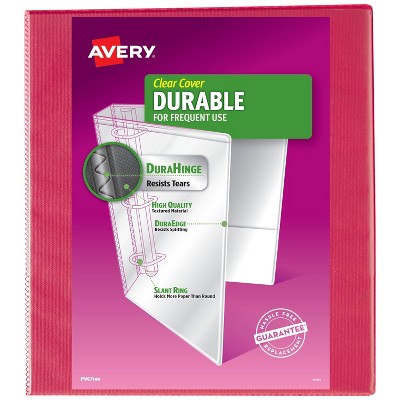 1.5" Slant Rings 220 Sheet Capacity Durable View Binder Pink - Avery