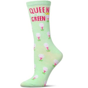 Memoi Women's Queen Of The Green Rayon From Bamboo Crew Socks Mint 9-11 - 1 of 3