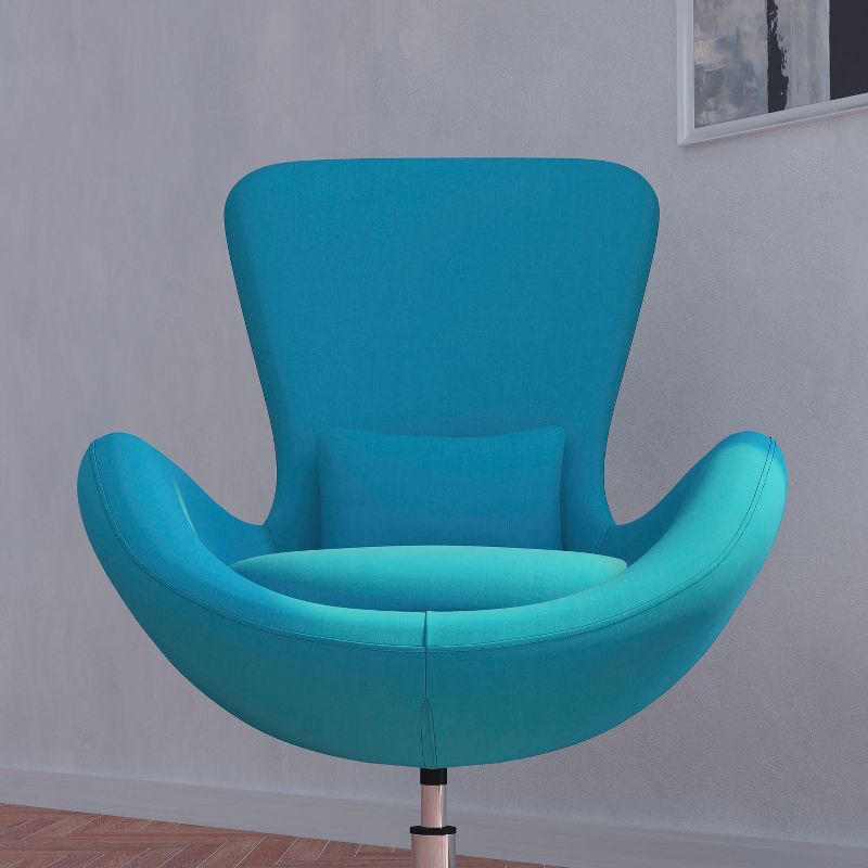 Merrick Lane High-Back Egg Style Lounge Chair With 360° Swivel Metal Base, 5 of 16