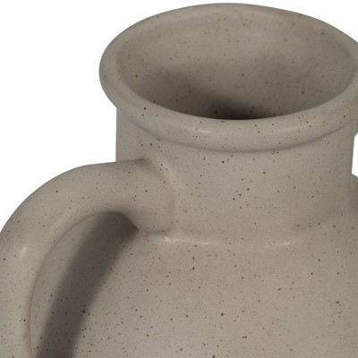10" Beige Ceramic Vase with Dual Handles