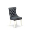 East West Furniture Dallas Parson Dining Chairs - Button Tufted Nailhead Trim Platinum Gray faux Leather Upholstered Chairs, Set of 2, Linen white - 4 of 4