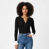 Cherie Code Women’s Henley Top – Rib Knit, Long Sleeve, Contrast Detail - 2 of 4