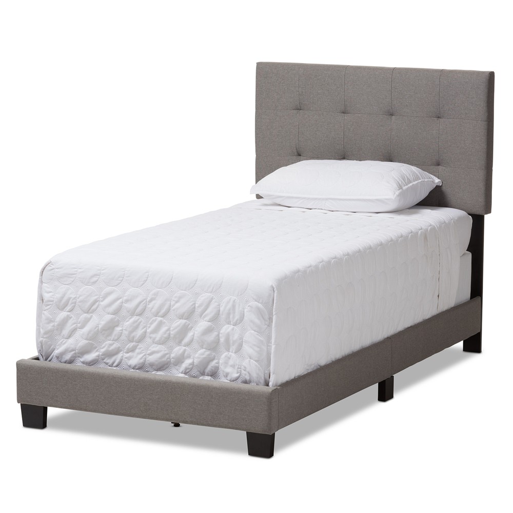 Photos - Bed Frame Twin Brookfield Modern and Contemporary Fabric Upholstered Bed Light Gray