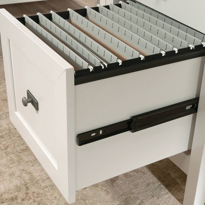 White and Oak Double Pedestal Desk with Drawers
