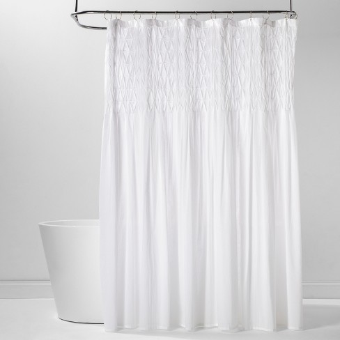 Diamond Pinch Pleats Shower Curtain White Threshold Target