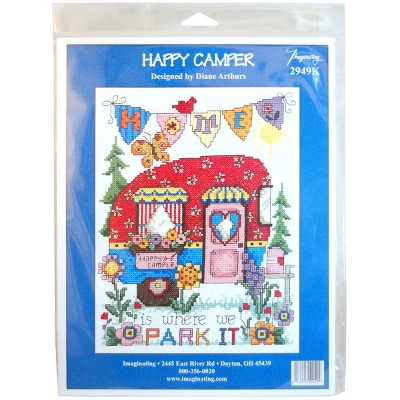 Imaginating Counted Cross Stitch Kit 6.75"X8.75"-Happy Camper (14 Count)