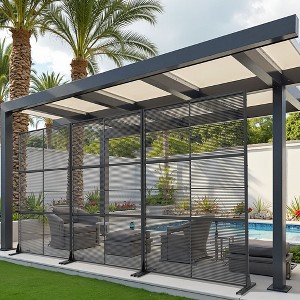 72"H Black 3-Panel Woven Room Divider Decorative Metal Privacy Screen Garden Arbor Freestanding Patio Trellis - 1 of 4