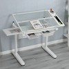 Standing Desk Modern with Adjustable Glass Top and Metal Drawers for Home Studio 38in Wide-3irtyhousy - 3 of 4